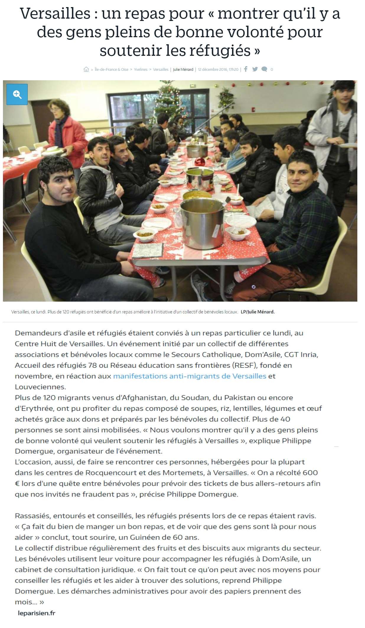 Article du Parisien sur la fête de 2016